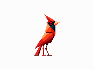 Geometric Cardinal Logo bird branding cardinal cartoon character design geometric icon identity illustration logo low poly mark mascot nature playful premium red symbol vector