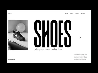 Shop - sport shoes branding design fashion grid header minimal shop typography ui ux web