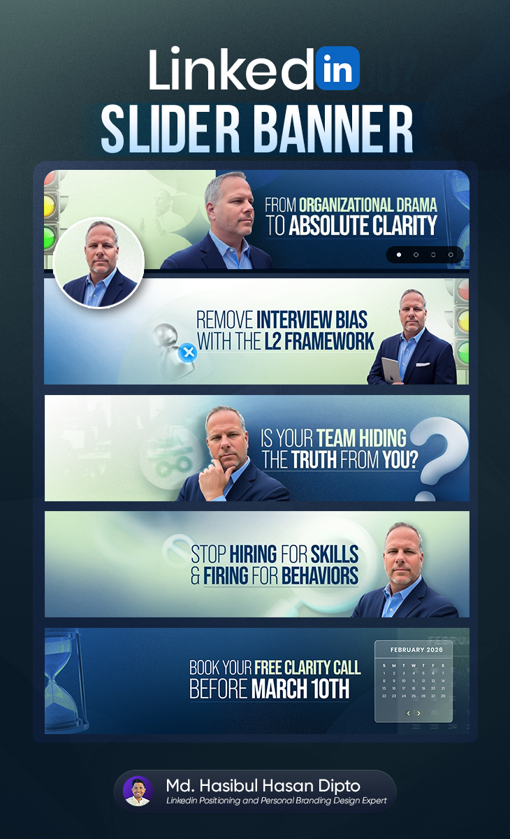 LinkedIn Slider Banner Design for Personal Branding branding featured section graphic design linkedin linkedin banner linkedin branding linkedin profile media design personal branding services section social visual design