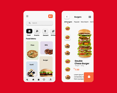 Food Delivery App app appdesign burger design designer food foodapp foodorderingapp foodpanda graphic design illustration template ui website