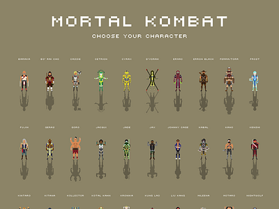 MORTAL KOMBAT - Pixel Art 16bit 8bit character cinema collection design fight figure flat flawless game illustration minimal mortalkombat pixel pixelart videogame