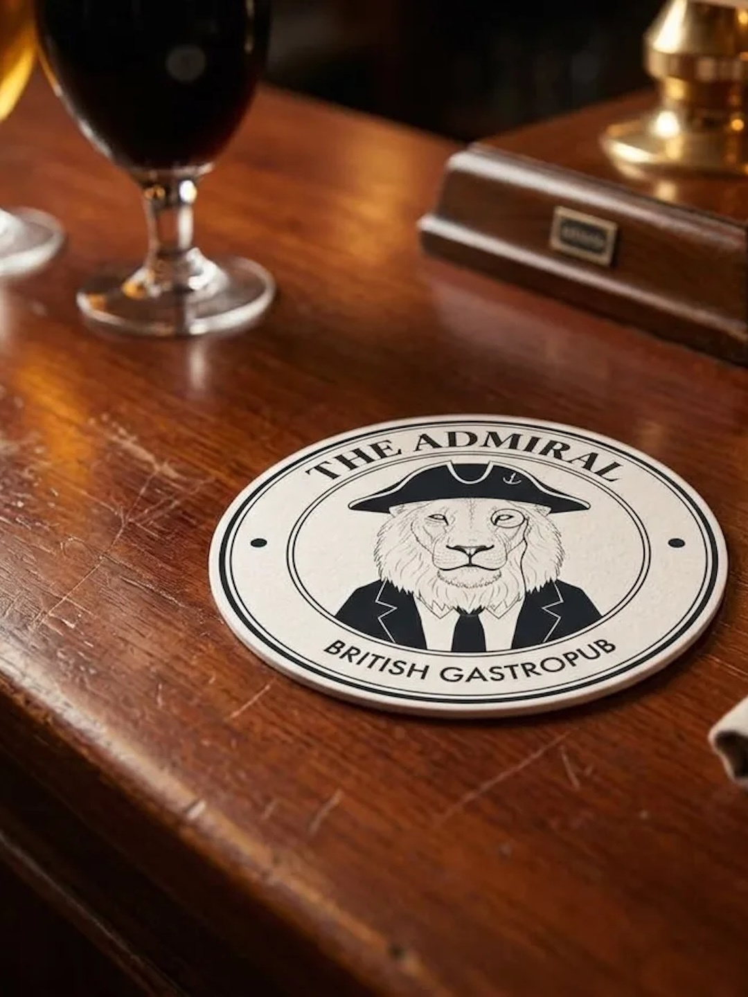 The Admiral Logo Design brand strategy branding british pub coaster design design gastropub graphic design illustration logo