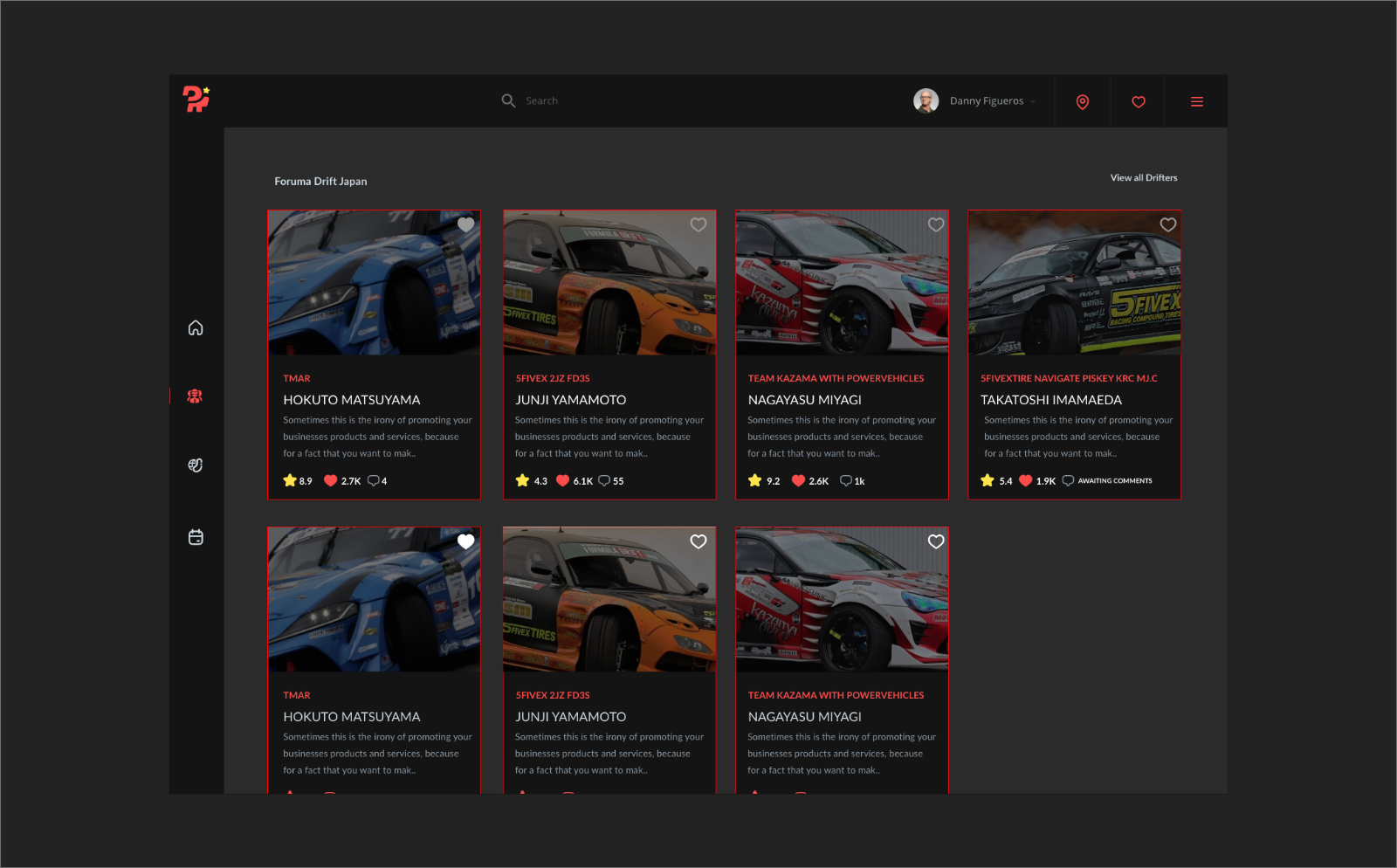 Fantasy Drift - Motorsport UI branding graphic design logo ui uiux
