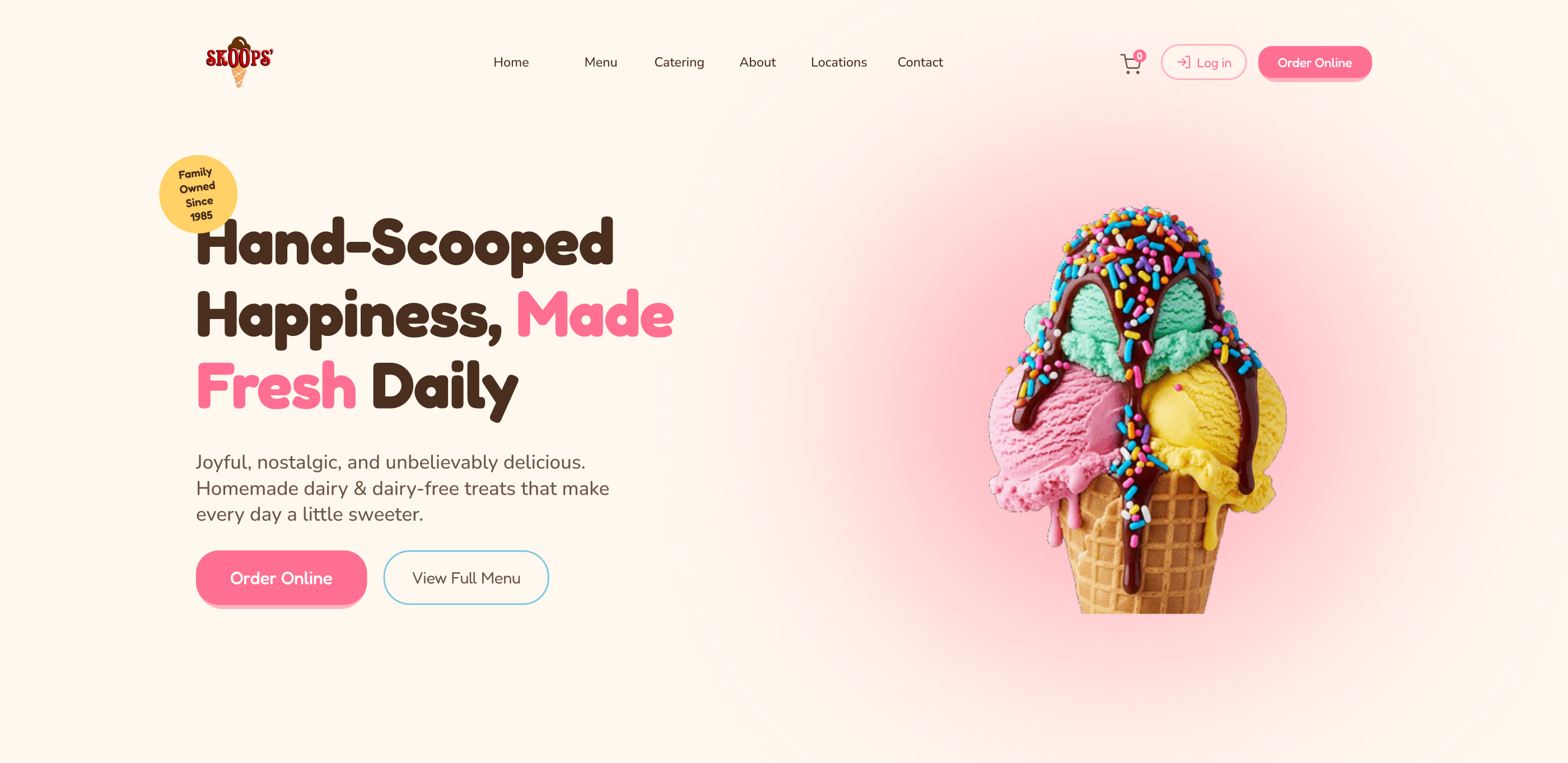 Ice Cream Shop Landing Page | Food Website UI Design 2026 web design creative dessert ecommerce figma figma web food website ice cream ice cream web design landing page modern design pink playful ui design uiux web design website design