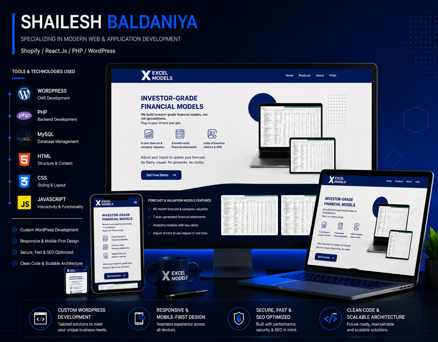 Excel Models - WordPress | Shailesh Baldaniya bootstrap css branding css design illustration javascript jquery ui website wordpress