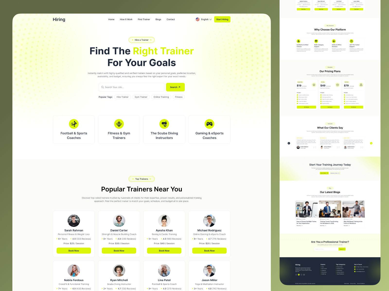 Hiring - Trainer Hiring Platform SaaS Landing Page business dashboard employee hiring figma figma website graphic design hiring platform home page hr management hr platform landing page recruitment platform saas saas landing page trainer hiring trainer management ui design ux design website website design