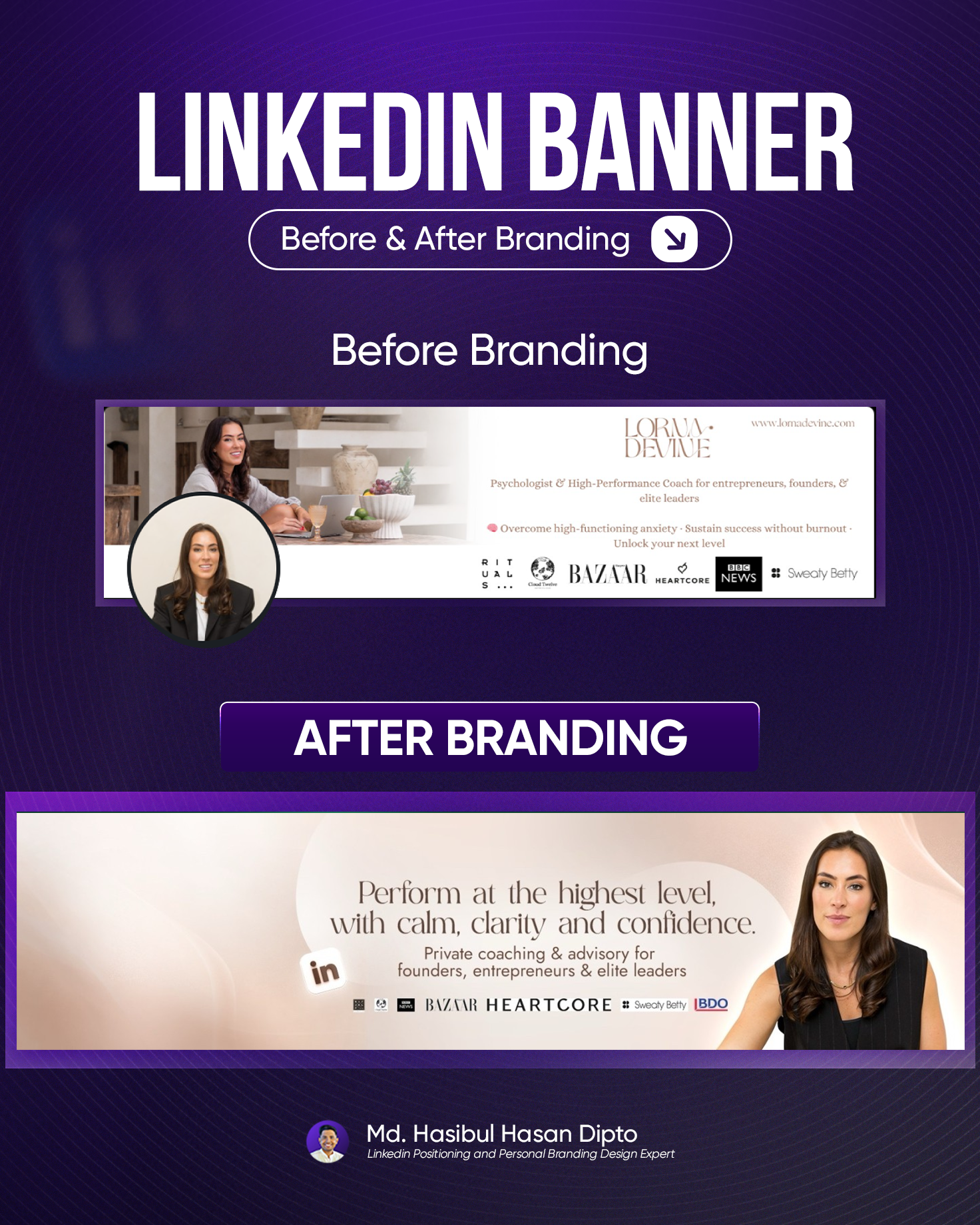 Modern LinkedIn Banner Makeover for Professionals banner design branding graphic design linkedin banner linkedin profile marketing personal branding portfolio redesign social media