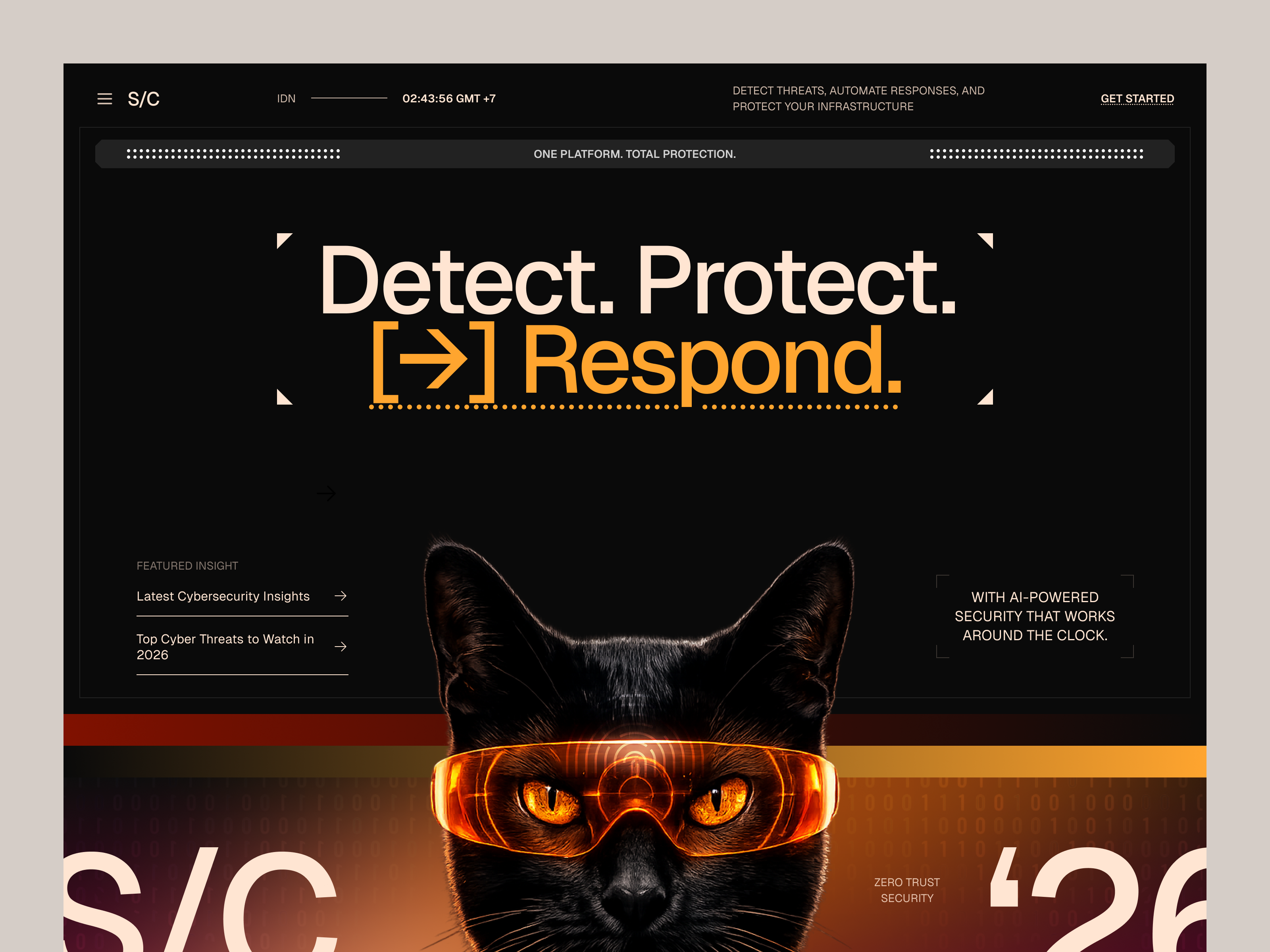 Website for Cybersecurity ai b2b b2b saas cyber cybersecurity dark ui futuristic hacker landing page minimal monitoring network protection saas security software uidesign ux webdesign website