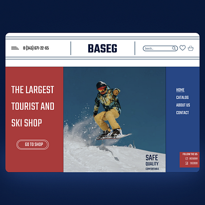 Concept for ski shop figma homepage landingpage ski webdesign