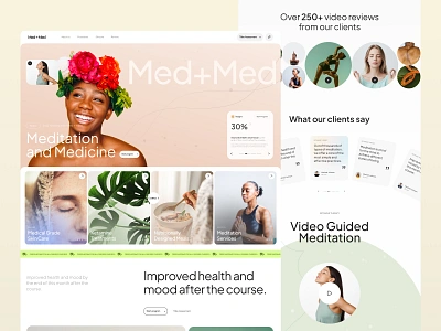 Meditation and Medicine Website health improvement health lifestyle healthcare hospital landing page med medical medical care medicine meditation medtech mental health mindfulness online meditation well being app wellness