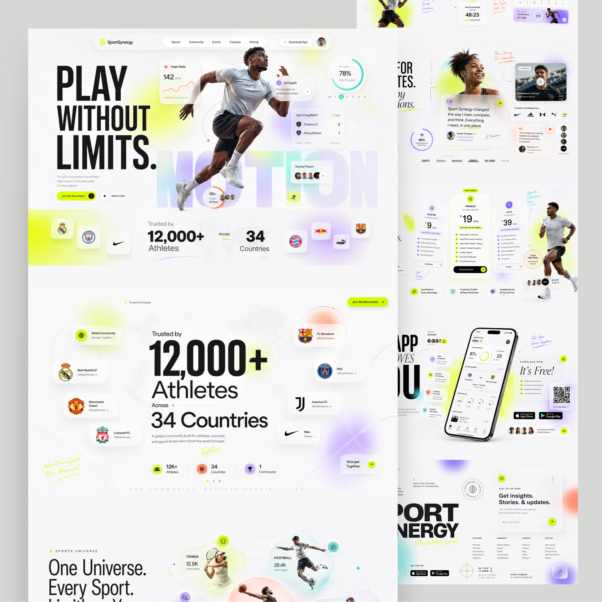 SportSynergy — AI Sports Ecosystem & Athlete Landing page athlete branding landing page logo saas sports ui ui design ux ux design website