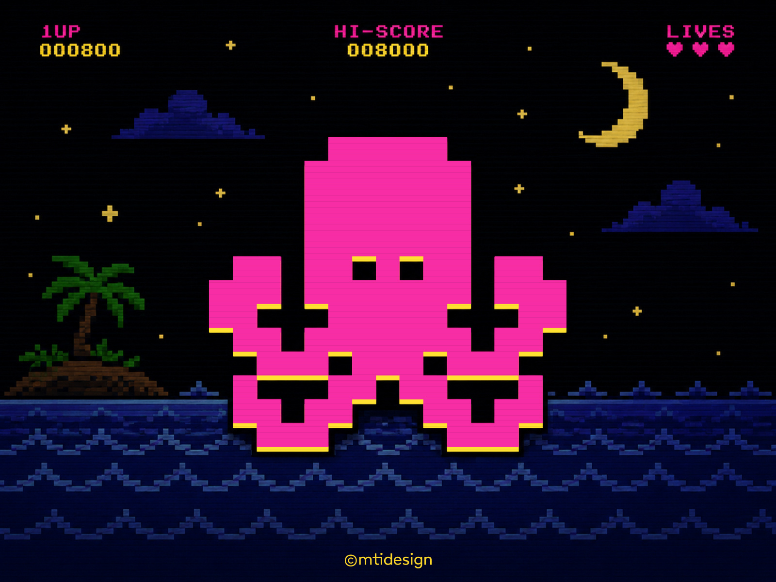 Pixel Octopus 8bit arcadestyle characterdesign creativedesign dailydesign digitalart gameart geometricdesign graphicdesign illustration indiegame logodesign minimaldesign mtidesign octopus pixelart pixeldesign retroart retrogaming vectorart