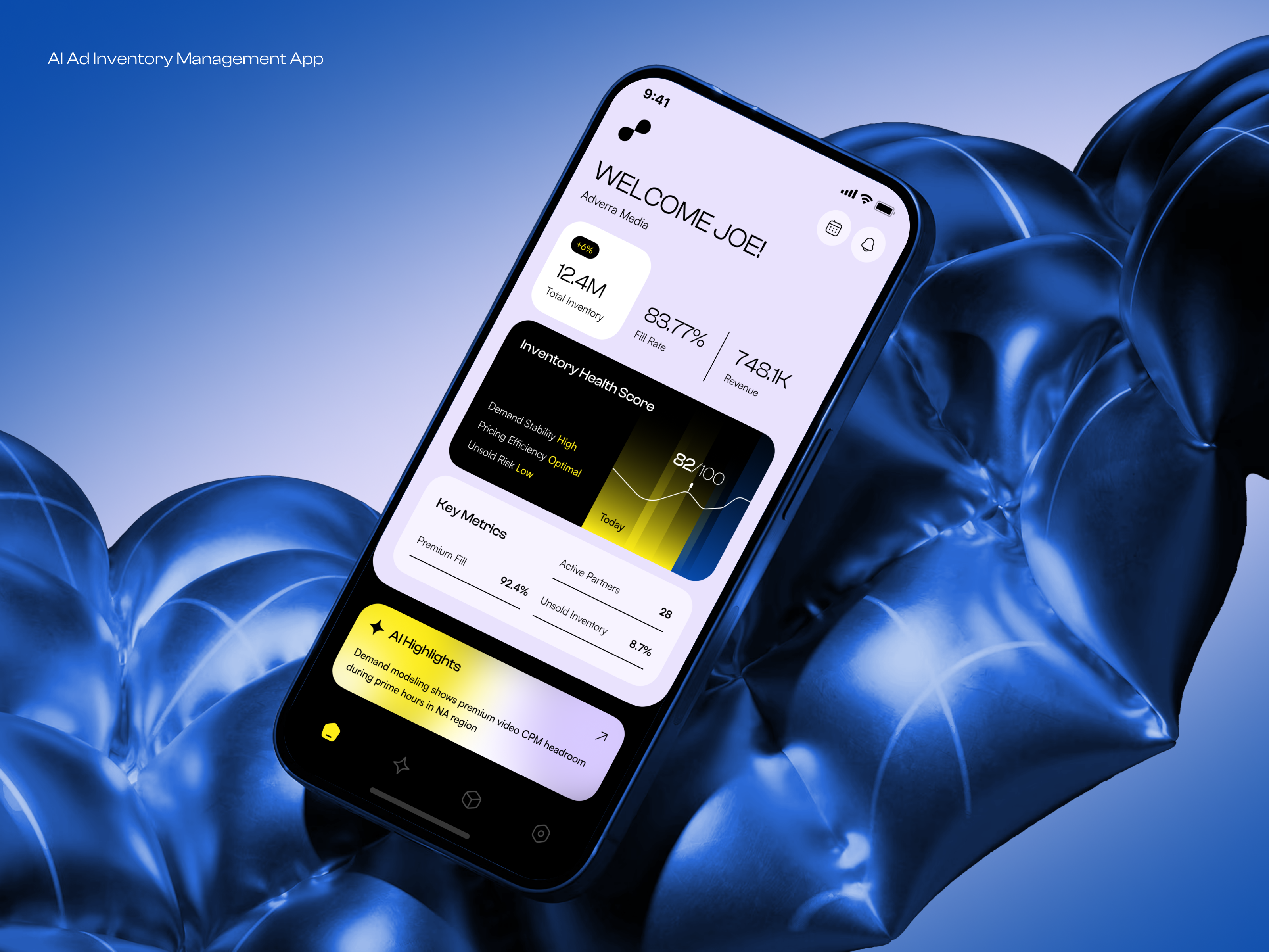 AI Ad Inventory App: Revenue, Fill Rate & Yield App UI adinventory adtech dashboarddesign designsystem mobileapp mobileui ui design uiux userinterface uxdesign