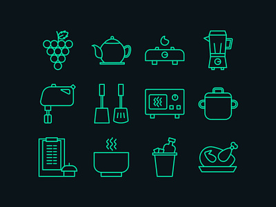 Cooking Tools Vector Set Line Icons cooking design icon illustrator kitchen logo ui vector