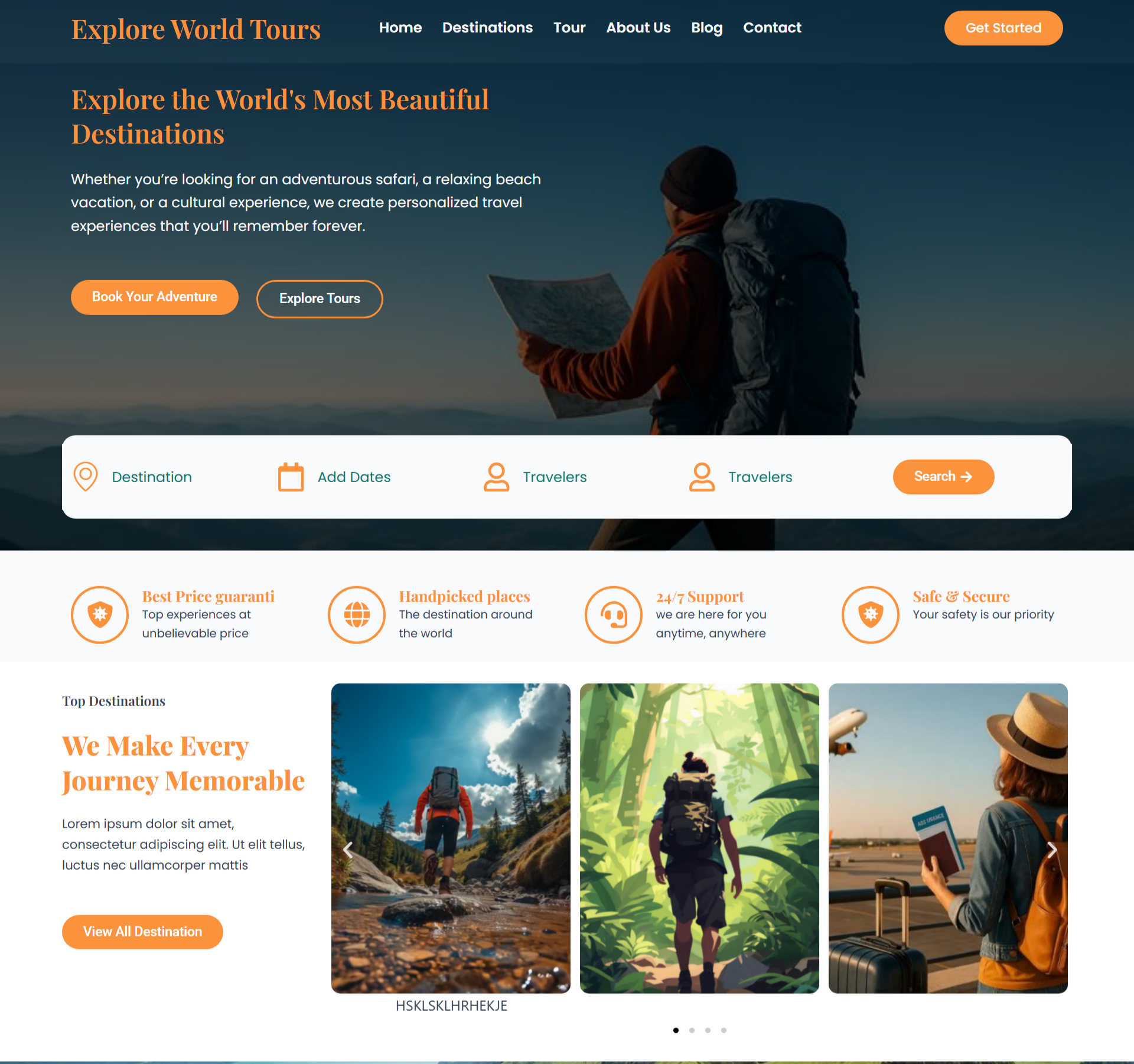 Traveladvanture elementor redesign website travel website website design wordpress