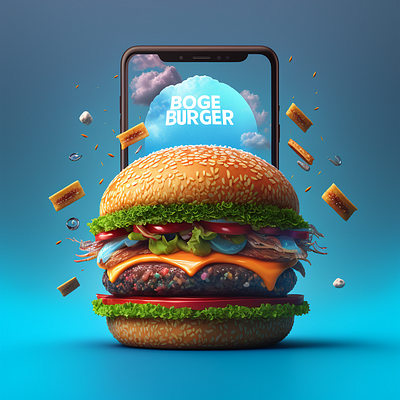 Boge Burger's Eye-Catching Social Media Post adobe photoshop brand identity color theory composition design digital advertising graphic design product promotion