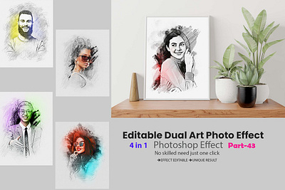Editable Dual Art Photo Effect photoshop painting effect