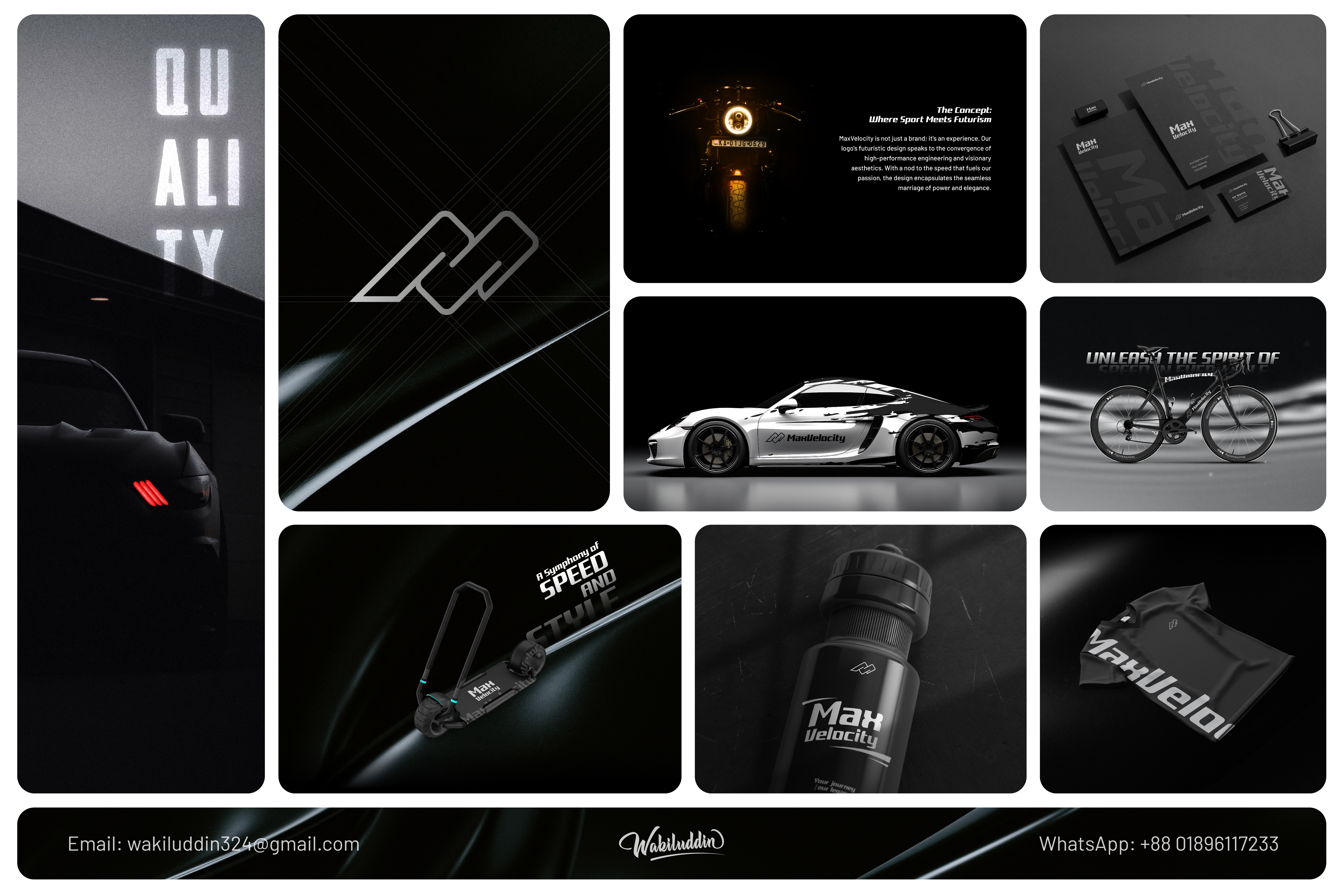 MaxVelocity — Premium Motorsport Brand Identity brand designer brand guidelines brand identity brand strategy branding corporate identity custom logo futuristic logo geometric logo graphic design identity design logo logo design logo designer luxury branding minimal branding minimal logo modern logo premium branding visual identity