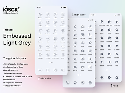 iOSCK 2 Theme: Embossed Light Grey to customize your iPhone android apple customize design figma grey icon icons ios ios16 iphone iphone14 light skin theme ui ux
