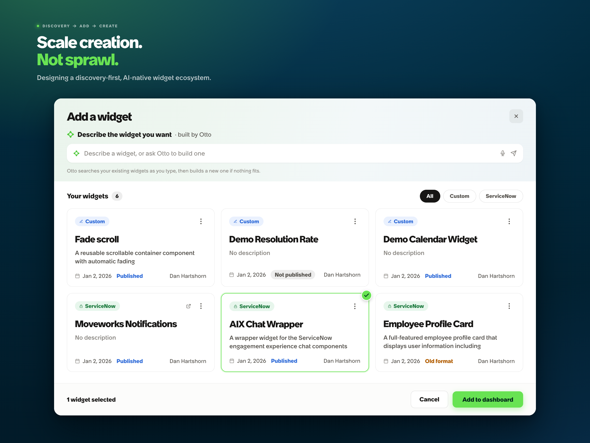 Designing a Discovery-First Widget Ecosystem adminapp claudecodeprototyping