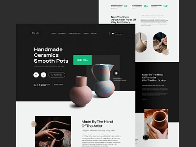 Omarget | Ceramic Shop Landing ceramics clay dark e commerce eshop figma furniture hand crafted handmade home page landing page minimal pot pottery shop store uidesign uiux design ux website