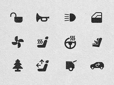 Car Icons & Symbols adjustment aroma car door heat horn icons kids light lock pack seat vent