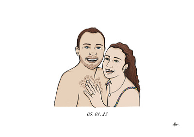 Tom & Ash | Couple's Portrait couple portrait illustration illustrator portrait illustration procreate