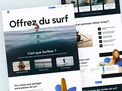 Surf landing page - SURFBOX black blue design gradient landing photo site surf surfbox webdesign website