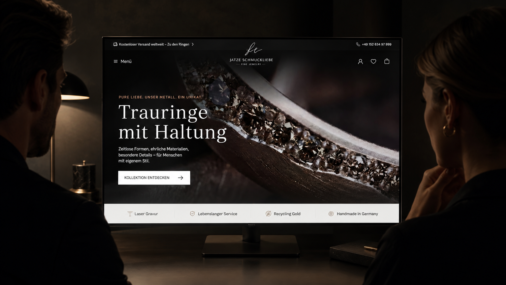 JATZE Schmuckliebe — Jewelry with Character / E-commerce design agemandi dark website ecommerce design ecommerce ui editorial layout engagement rings handcrafted jewelry jewellery web design jewelry website luxury branding luxury website product design product photography responsive design ui design ux design web design website design wedding rings