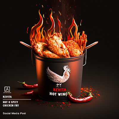 Unleashing the Mouth-Watering Flavors of KEVITA's Spicy Chicken adobe photoshop branding composition digital advertising graphic design product promotion social media post