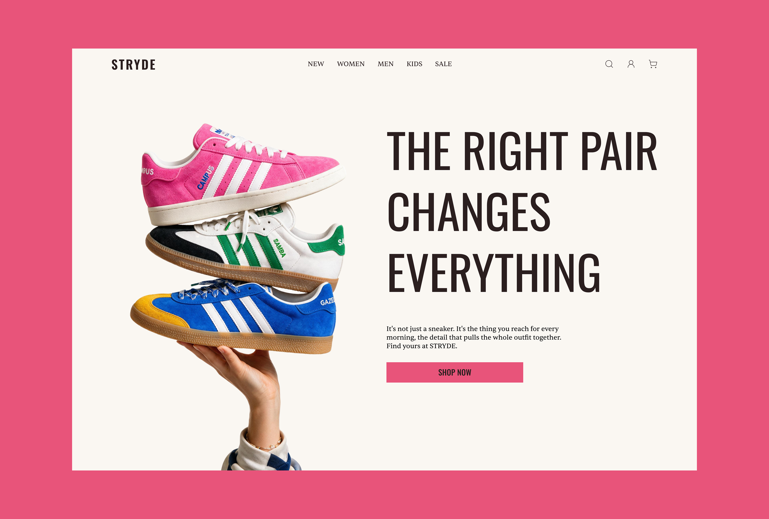 Sneaker Brand | UI Design Landing Page adidas branding concept daily ui design e commerce figma graphic design hero section landing page typography ui ux design web design