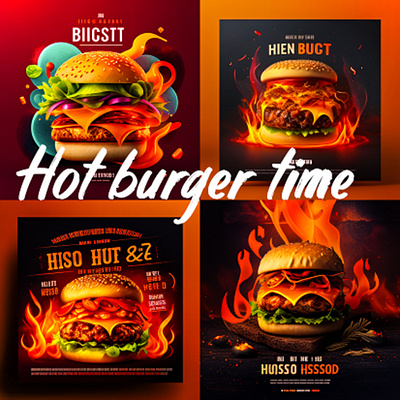 Burger social media post design ai branding burger design food graphic design illustration logo midjourney motion graphics ui vector