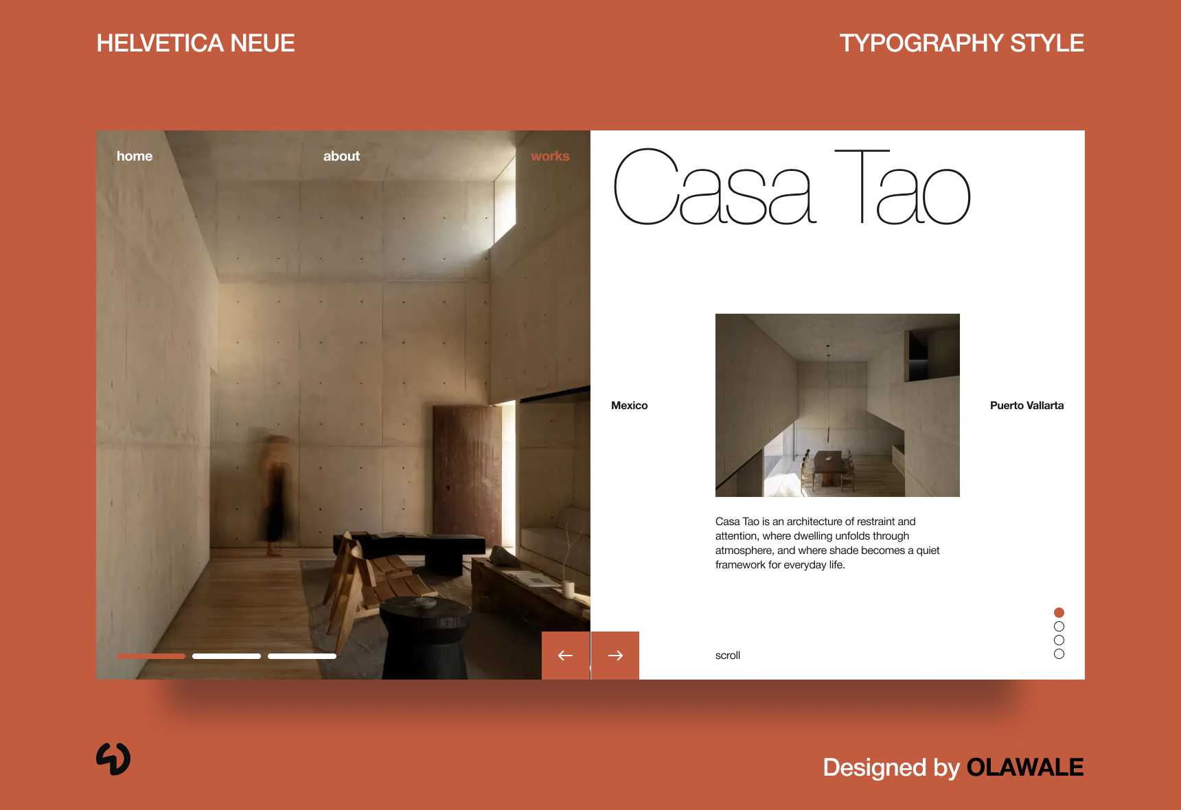Casa Tao — Architecture Portfolio Concept architecture architecture project brutalism casa tao clean layout clean typography creative direction editorial design figma grid system hw studio minimal website minimalist ui portfolio website split screen typography ui ui ux web design