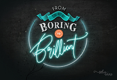 Boring to Brilliant Interface 3d art illustration ipad pro ledtext lettering neontext