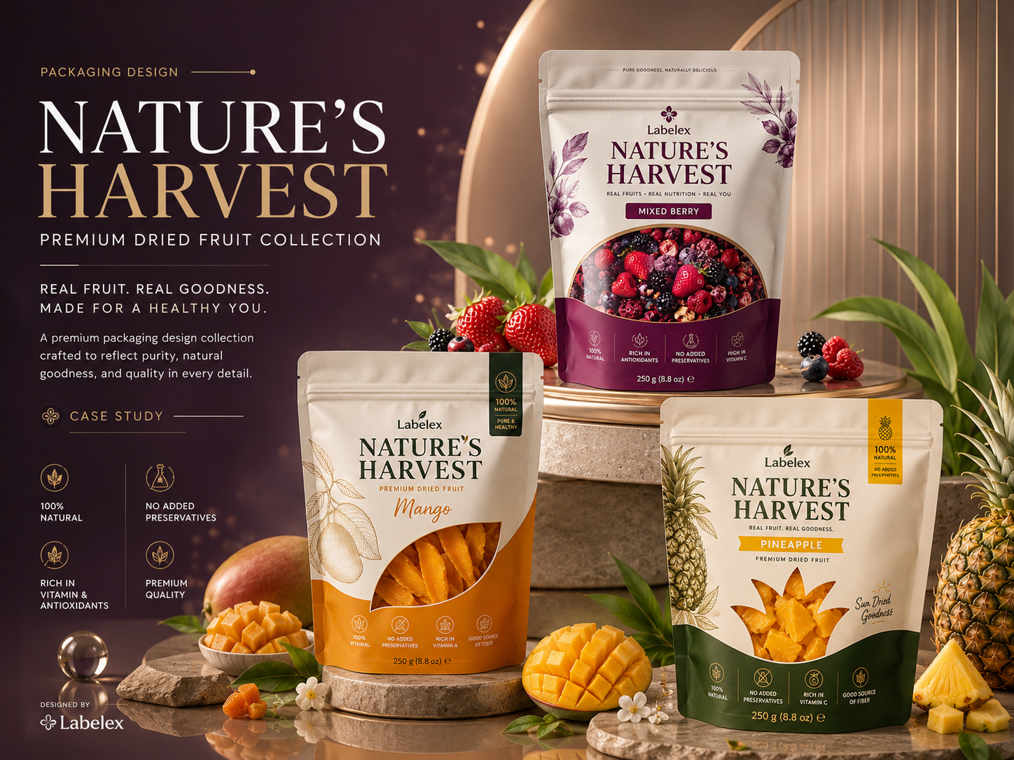 Pouch Packaging Design | Food Packaging Design dried fruit packaging dried mango packaging dried pineapple packaging flexible packaging design fmcg packaging design food label design food packaging design fruit packaging design healthy snack packaging label design natural food packaging organic food packaging packaging mockup premium food branding premium pouch design product packaging design resealable pouch packaging stand up pouch design stand up pouch packaging zip lock pouch design