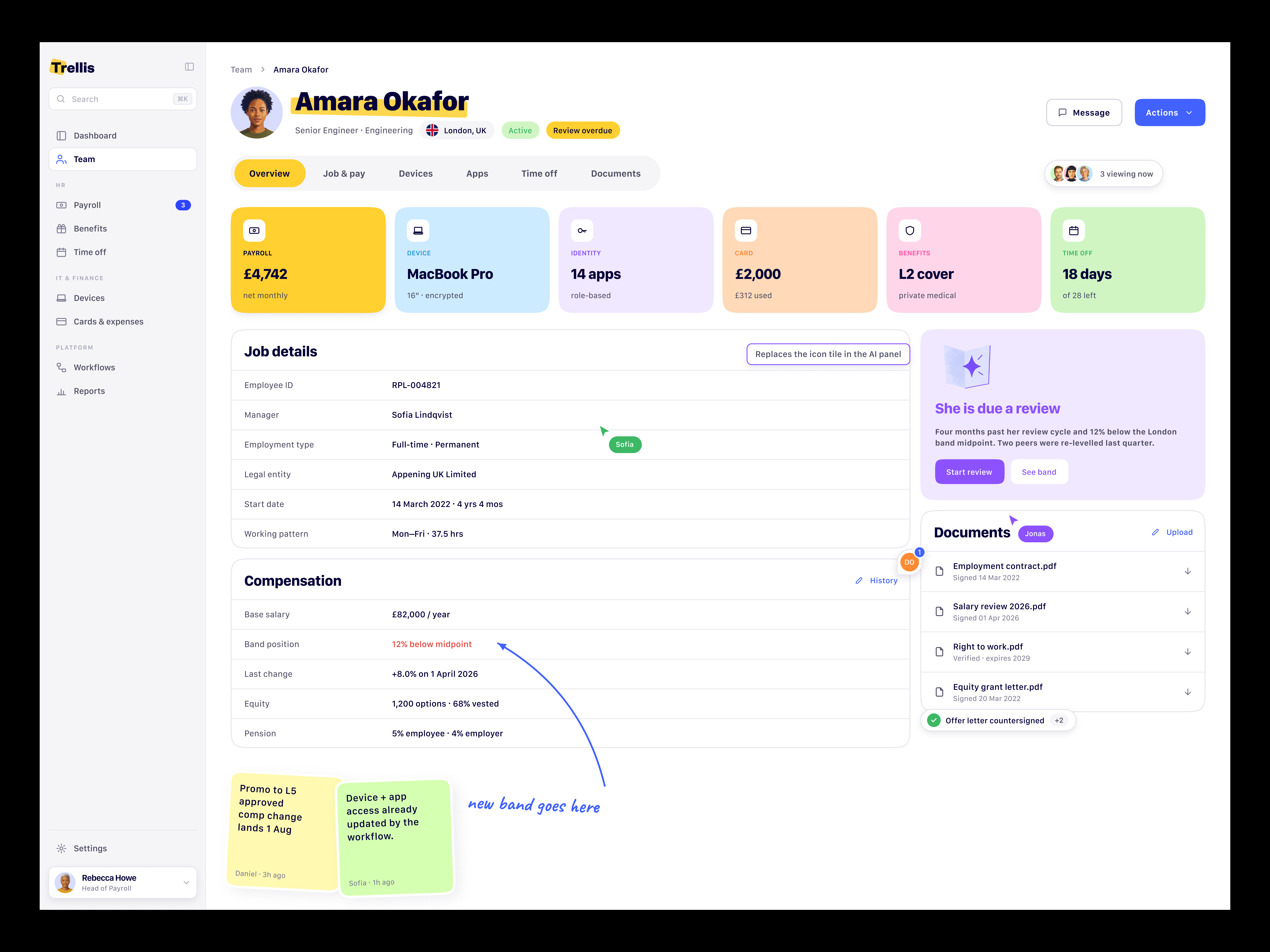 Trellis: Employee Profile | HR, IT & Payroll Platform admin panel data visualization employee experience employee profile hr payroll hr software product design saas web app