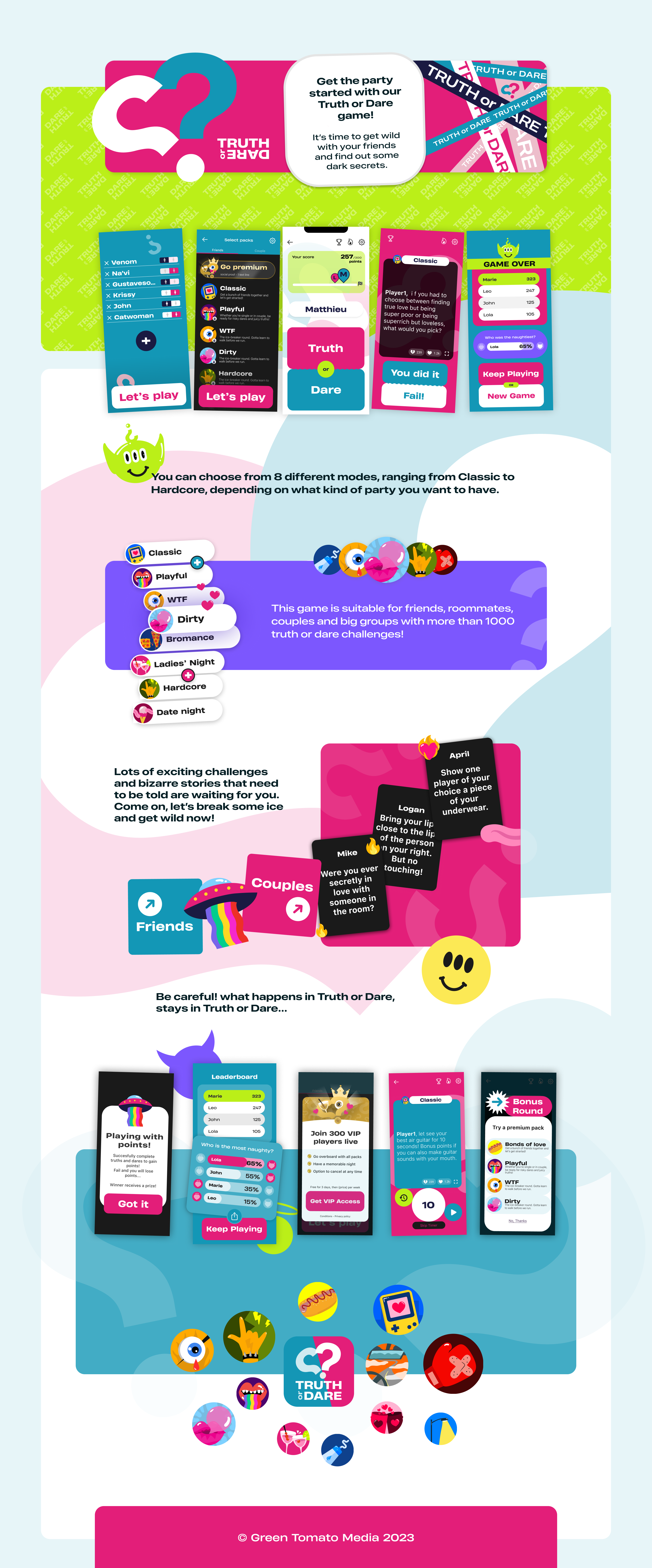 Truth or Dare App branding graphic design logo motion graphics ui