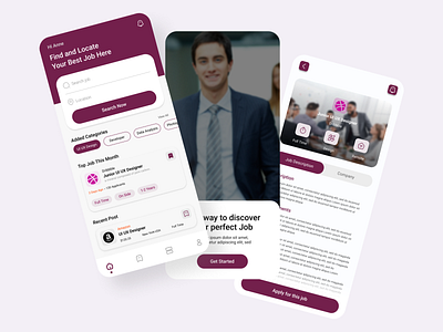 Job finder company design find work job job application job finder job hiring job list job plattform job search mobile app ui uiux