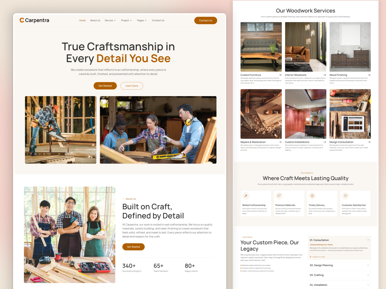 Wood Working & Carpentry Website Design business website carpentry website craftsmanship custom furniture website elementor design home renovation home service interior woodwork modern website service website web design website design woodworking service woodworking website wordpress website