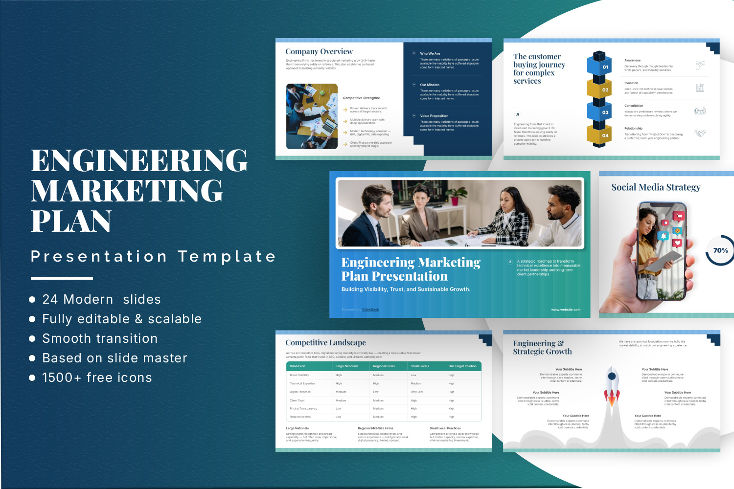 Engineering Marketing Plan Presentation branding business canva construction corporate design engineering googleslides growth industrial manufacturing marketing modern planning powerpoint presentation professional slides strategy template