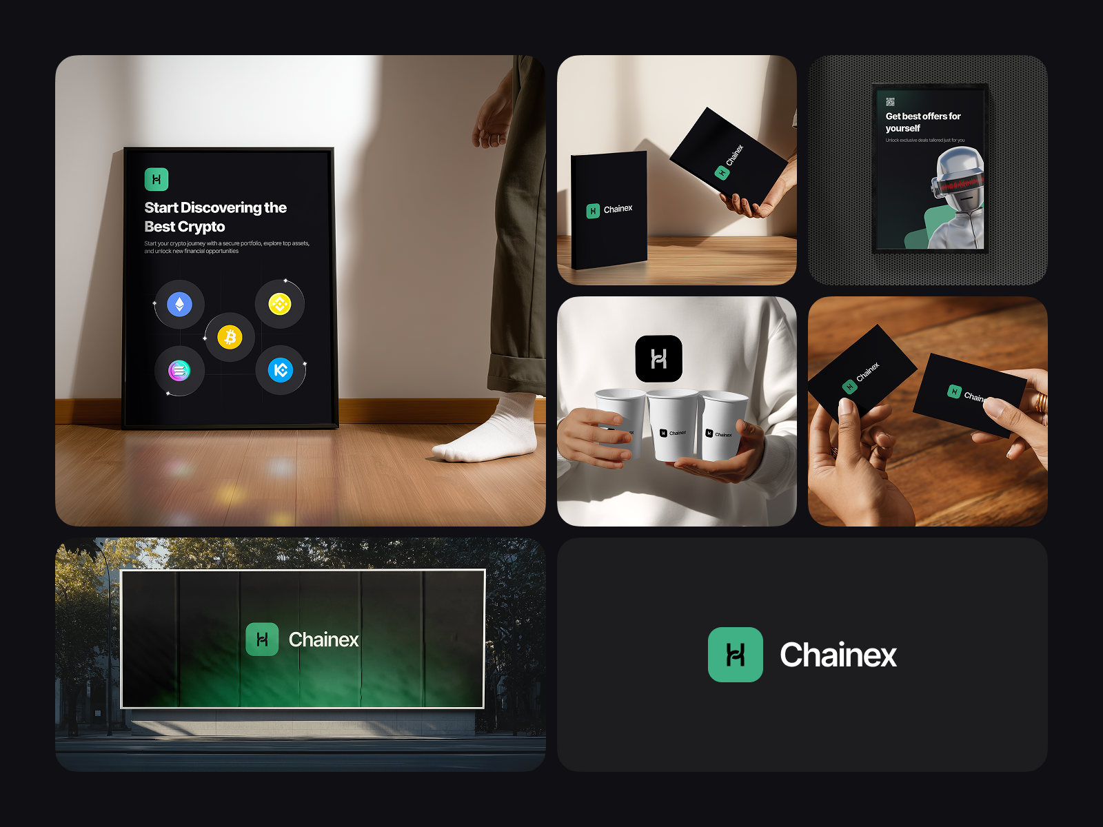 Chainex Marketing Assets & Brand Applications advertising billboard design blockchain brand applications brand guidelines brand identity branding business card crypto branding cryptocurrency fintech graphic design logo design marketing assets marketing design merchandise poster design stationery design visual identity web3