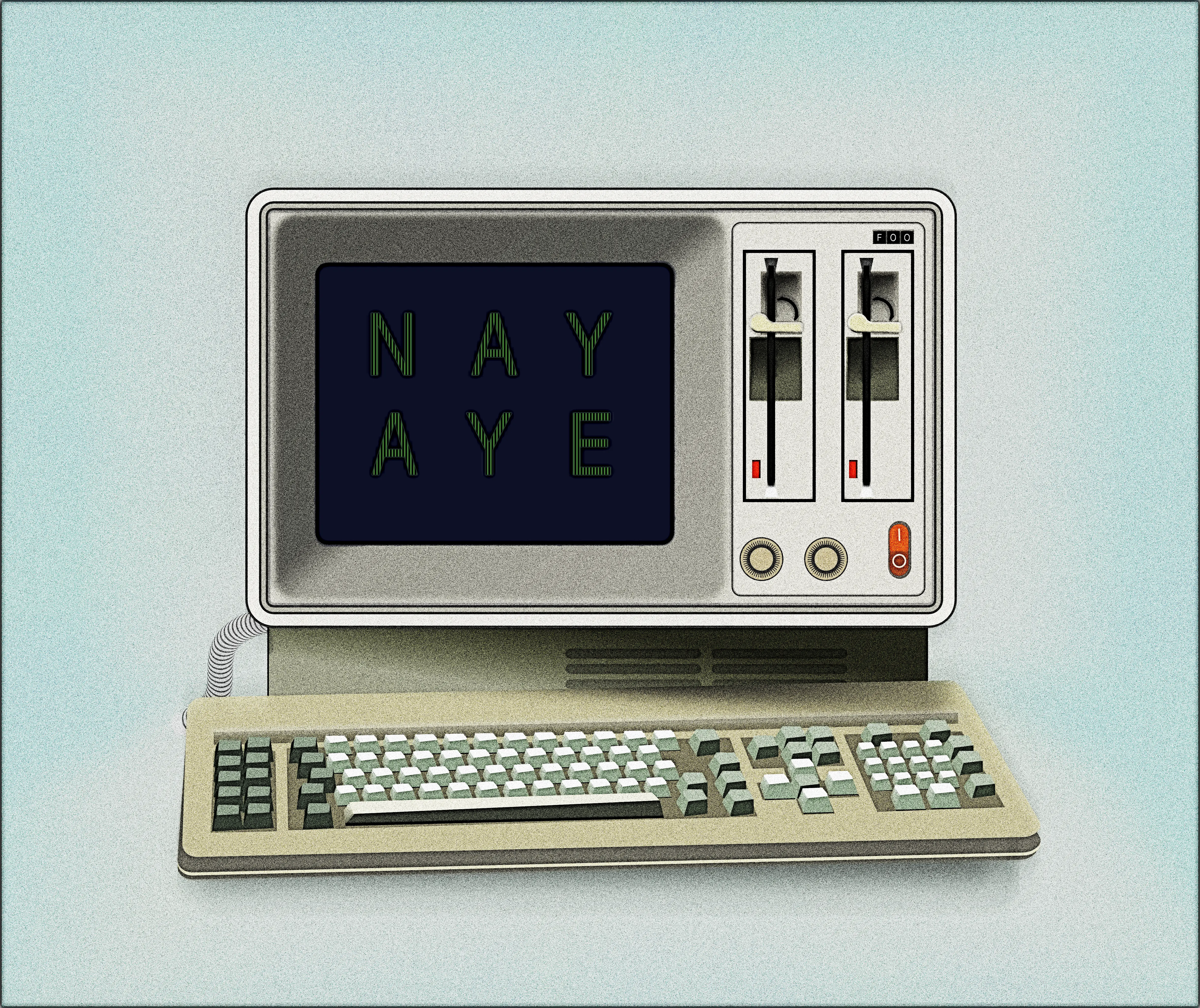 In the beginning... 80s 80s computing comuter illustration nay aye no ai noise shunte88 vector