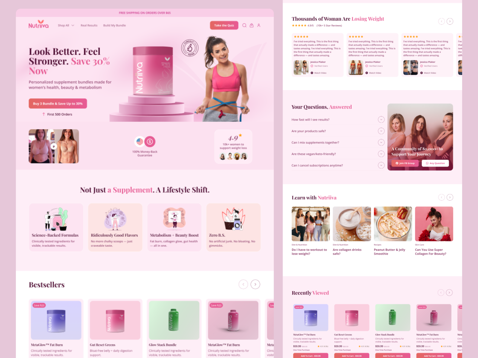 Shopify Landing Page Prototype – CRO Optimized Diet Supplement conversion optimization cro ecommerce diet supplement dtc ecommerce ecommerce ux health wellness health supplement product page design retention strategy sales funnel shopify ecommerce shopify landing page shopify ux ui shopify website design subscription business subscription ecommerce supplement ecommerce supplement website trust signals upsell cross sell