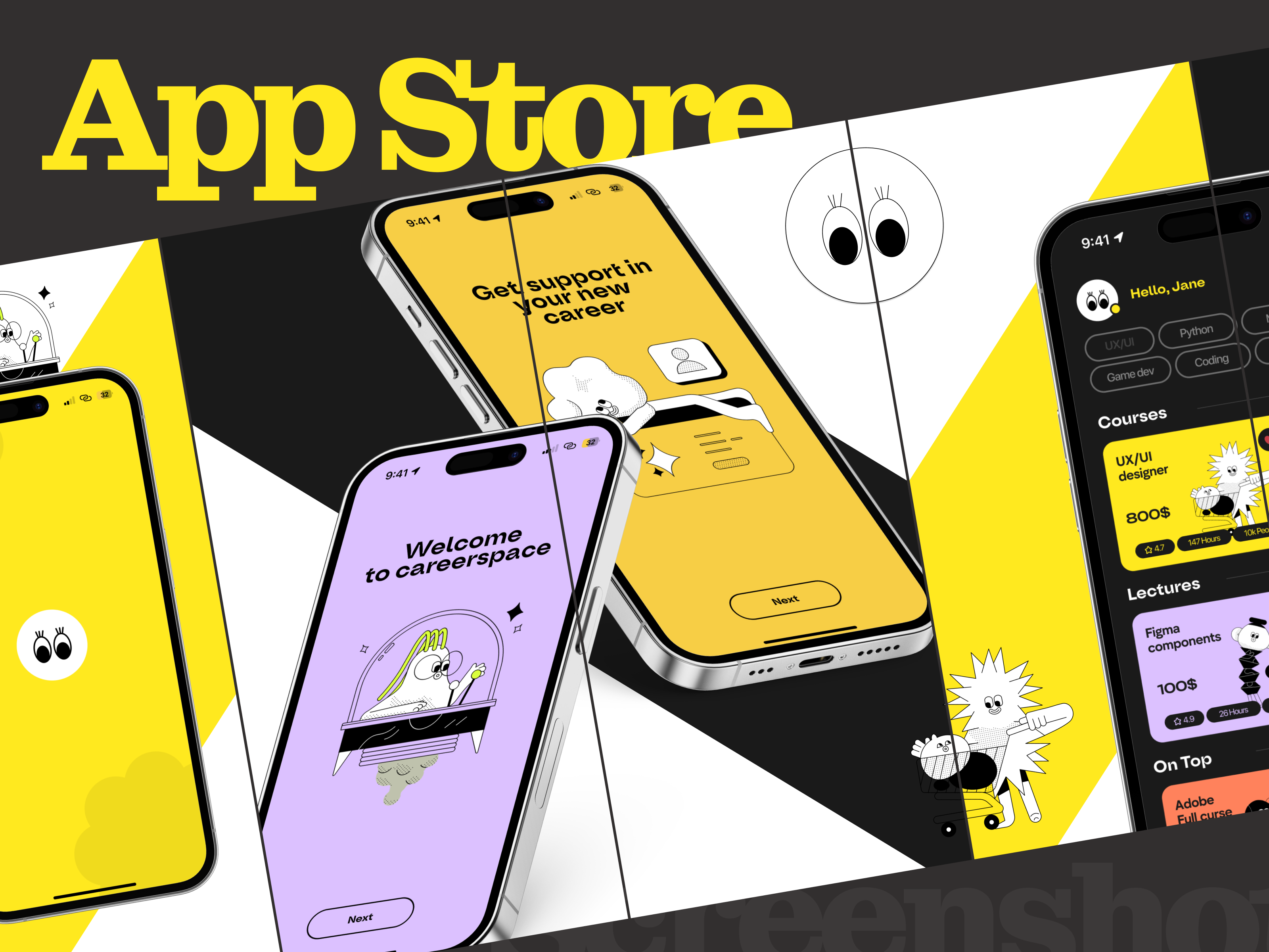 App Store & Play Store Screenshots Presentation app app screenshot app store application live branding case study design design system figma graphic design illustration launch mockup modern app motion graphics play store prototype ui uiux wireframe