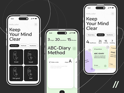 Mental Health Mobile IOS App android animation app app design app ui dashboard design health healthcare ios meditation mental mental health mobile mobile app motion online ui ux wellness