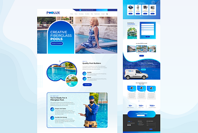 Swimming pool builder landing page beautiful creative design graphic home clean landing page minimal pool builder pool cleaner products pool cleaning service pool construction swimming pool ui uiux web web design