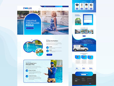 Swimming pool builder landing page beautiful creative design graphic home clean landing page minimal pool builder pool cleaner products pool cleaning service pool construction swimming pool ui uiux web web design