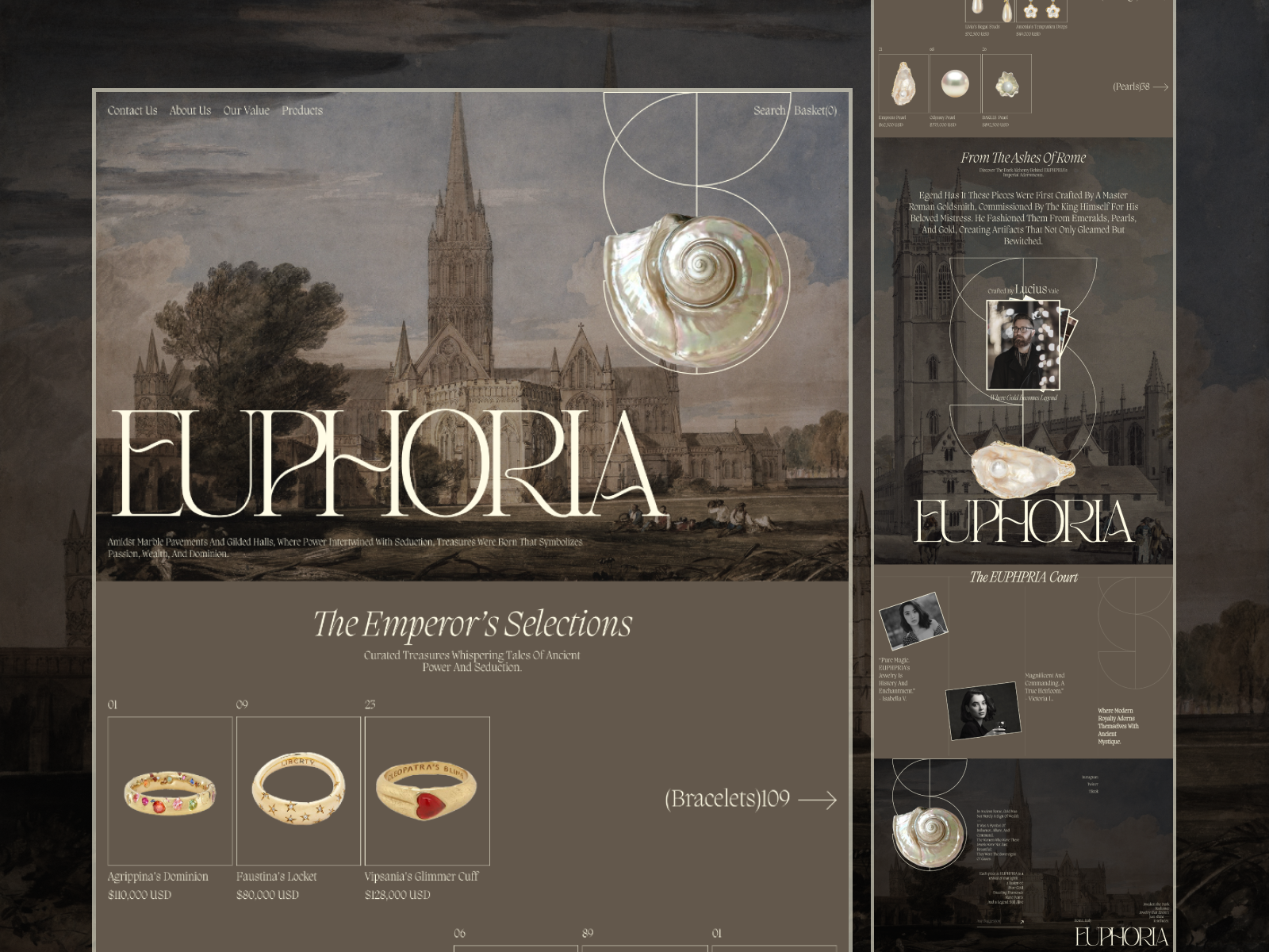Euphoria jewelry website alenfazl ecommerce ecommerce website graphic design jewel website jewelry store website luxury website product design store ui ux web website website design