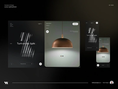 #132 - Concept shots branding dark design ecommerce homepage house lamp light lighting luxury minimalism product shop smarthome store ui ux webdesign webdesigner website
