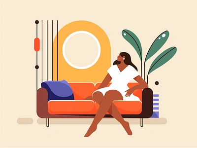 Chilling on the couch adobe illustrator character chill comfortable couch female girl illustration illustrator interior leisure living room lounge relax sitting sofa vector vector art woman